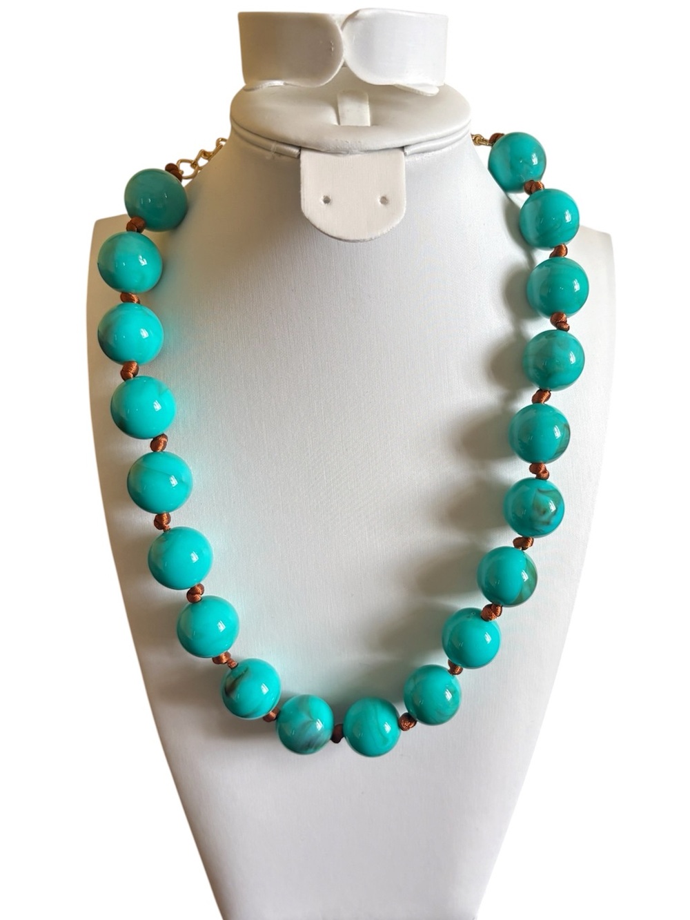 New! Turquoise Statement Gumball Beaded Coastal Chunky Dopamine Necklace
